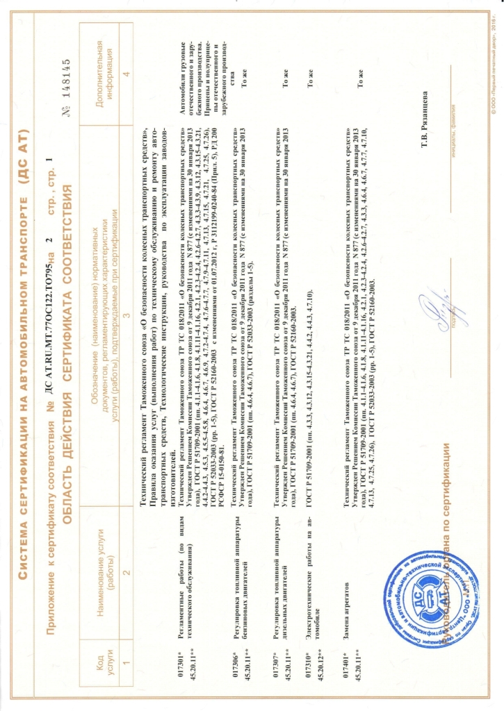 Сертификат ДСиАТ 2